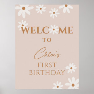 Póster Bienvenida de cumpleaños del Chica Boho Retro Brow