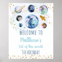 Bienvenida de cumpleaños del espacio Blue Gold