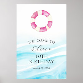 Póster Bienvenida de cumpleaños del Fiesta de la piscina