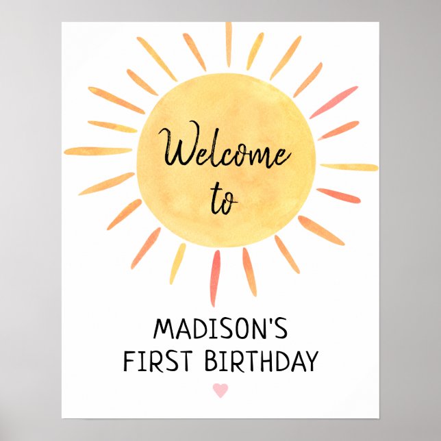Póster Bienvenida de cumpleaños del Little Sunshine Boho (Frente)