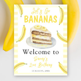 Póster Bienvenida de cumpleaños del pastel de bananas acu