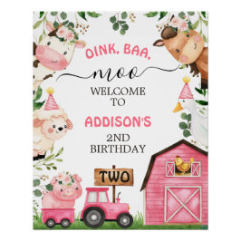 Póster Bienvenida de cumpleaños del Tractor de Granjas Ro