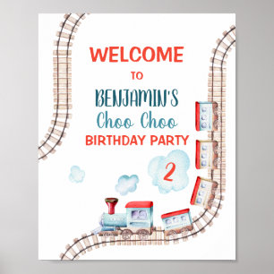 Póster Bienvenida de cumpleaños del Vintage Rail Boy