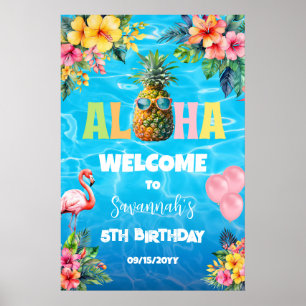 Póster Bienvenida de cumpleaños en la fiesta de la piscin