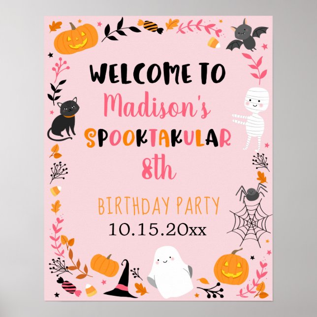 Póster Bienvenida de cumpleaños hábil chica en Halloween  (Frente)
