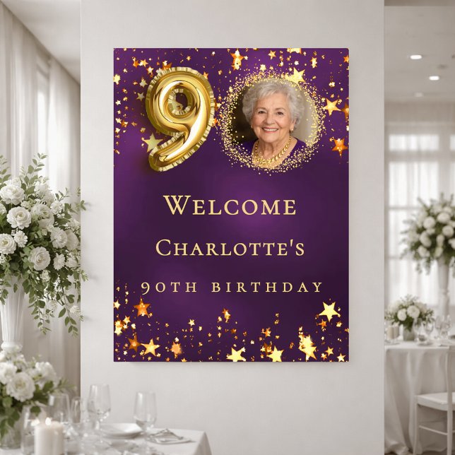 Póster Bienvenida de cumpleaños número 90 con estrellas d (Subido por el creador)