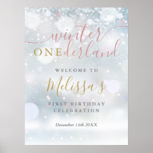 Póster Bienvenida de cumpleaños número uno de Winter Oned