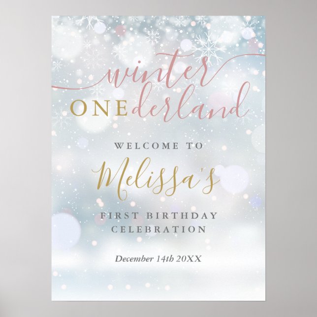 Póster Bienvenida de cumpleaños número uno de Winter Oned (Frente)