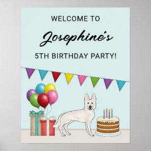 Póster Bienvenida de cumpleaños para perro pastor suizo b