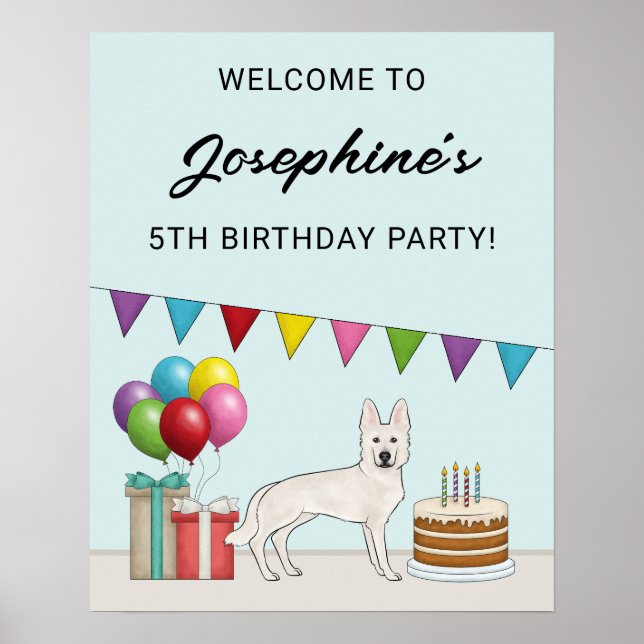 Póster Bienvenida de cumpleaños para perro pastor suizo b (Frente)