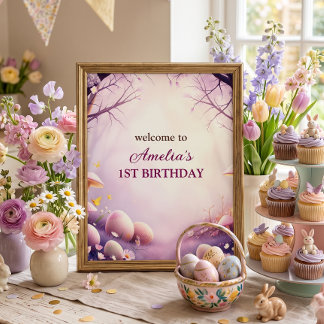 Póster Bienvenida de cumpleaños temática de Pascua para n