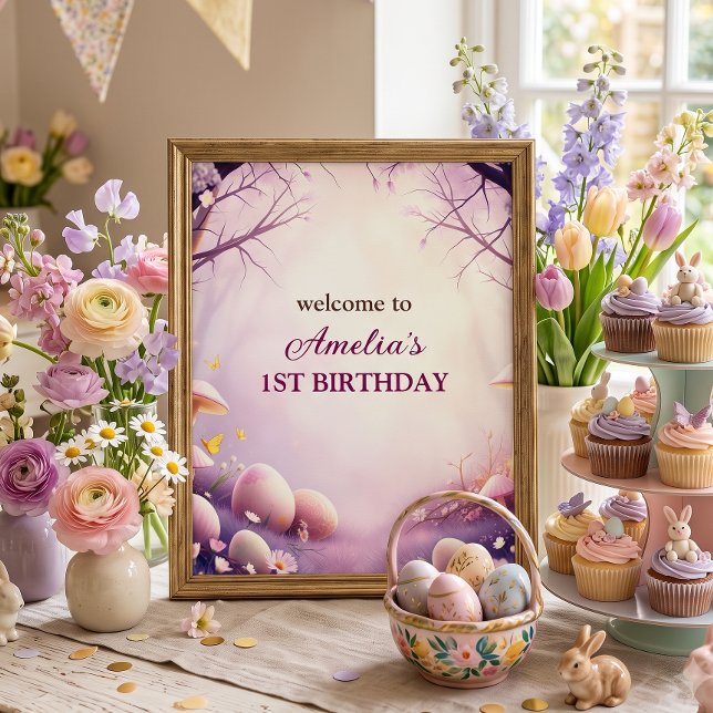 Póster Bienvenida de cumpleaños temática de Pascua para n (Subido por el creador)