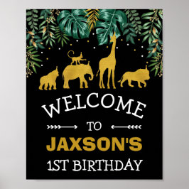 Póster Bienvenida de cumpleaños tropical Safari Jungle WI