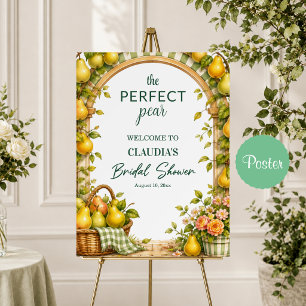 Póster Bienvenida de Desayuno Nupcial de Cuadros Verdes d