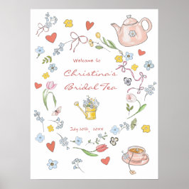 Póster Bienvenida de Desayuno Nupcial de Té Caprichosa Di