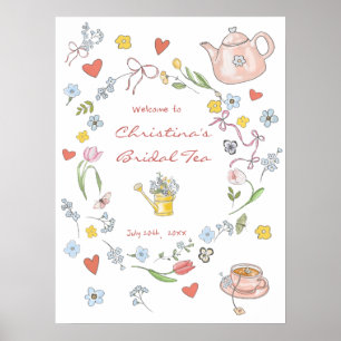 Póster Bienvenida de Desayuno Nupcial de Té Caprichosa Di