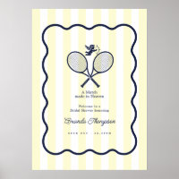 Bienvenida de ducha nupcial de tenis elegante de N