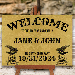 Póster Bienvenida de Halloween o Boda gótico de estilo vi