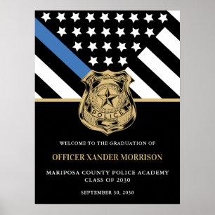 Póster Bienvenida de la bandera azul de graduación de ofi