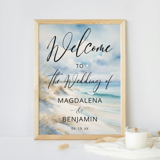 Póster Bienvenida de la boda acuática Ocean Coastal Beach (Subido por el creador)