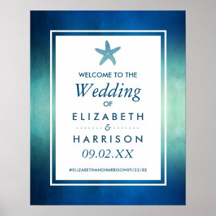 Póster Bienvenida de la boda acuática Ocean Starfish Beac