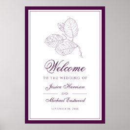 Póster Bienvenida de la Boda Elegante del Contorno Botáni