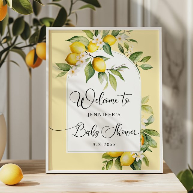 Póster Bienvenida de la ducha de bebé con cítricos limone (Subido por el creador)