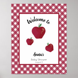 Póster Bienvenida de la ducha de bebé de manzanas rojas