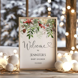 Póster Bienvenida de la ducha de bebé evergreen