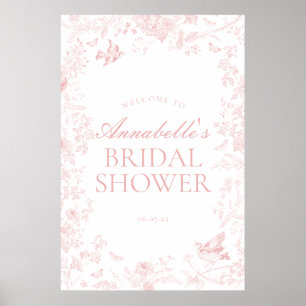 Póster Bienvenida de la ducha de novia florida rosa toile