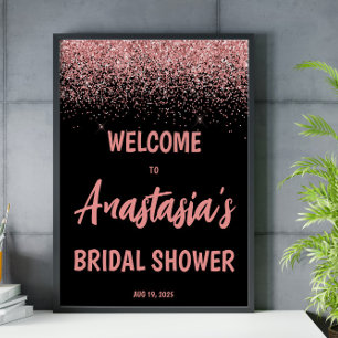 Póster Bienvenida de la ducha de Purpurina rosa