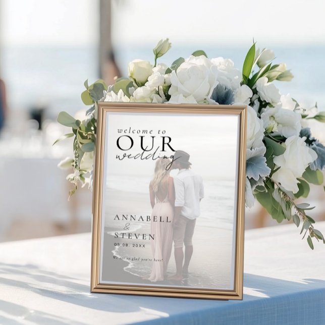 Póster BIENVENIDA DE LA Foto A NUESTRO BODA (Photo WELCOME TO OUR WEDDING Poster with your Photo, Names & Date.)