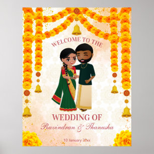 Póster Bienvenida de las marigold garlands con Tamil Telu
