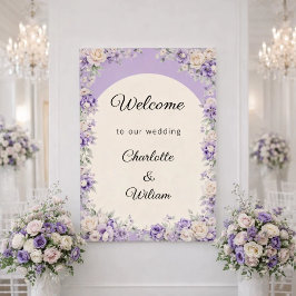 Póster Bienvenida de lavanda champán crema de boda