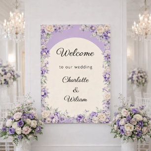 Póster Bienvenida de lavanda champán crema de boda