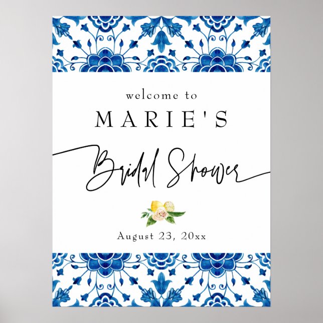 Póster Bienvenida de limón de Positano Mediterráneo Itali (Frente)