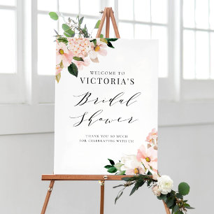 Póster Bienvenida de Magnolias Rosadas Florales para la F