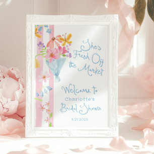 Póster Bienvenida De Novias De Color De Agua Fresca En El