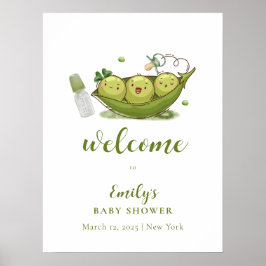 Póster Bienvenida de Pacifier Sweet Pea In Pod Baby Showe