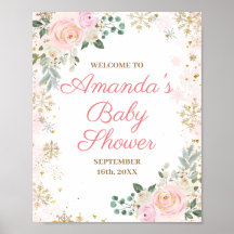 Bienvenida de Pink Floral Snowflakes para Baby Sho