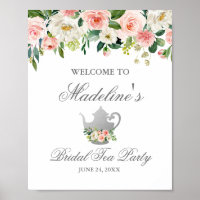 Bienvenida de plata rosa floral con ducha de novia