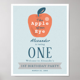 Póster Bienvenida de primer cumpleaños de Apple of our Ey