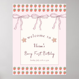 Póster Bienvenida de primer cumpleaños de Berry de Cinta 