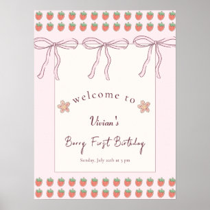 Póster Bienvenida de primer cumpleaños de Berry de Cinta 