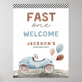 Póster Bienvenida de primer cumpleaños de Fast One Carrer