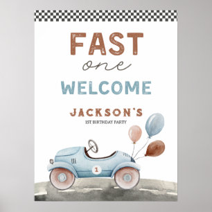 Póster Bienvenida de primer cumpleaños de Fast One Carrer