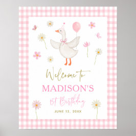 Póster Bienvenida de primer cumpleaños de Goose Spring Pi