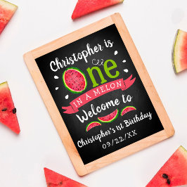 Póster Bienvenida De Primer Cumpleaños De One In A Melon 