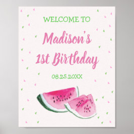 Póster Bienvenida De Primer Cumpleaños De Uno En Melón