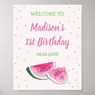 Póster Bienvenida De Primer Cumpleaños De Uno En Melón